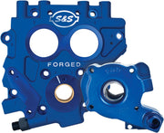 S&S Cycle TC3 Oil Pump and Cam Support Plate Kit Blue Aluminium