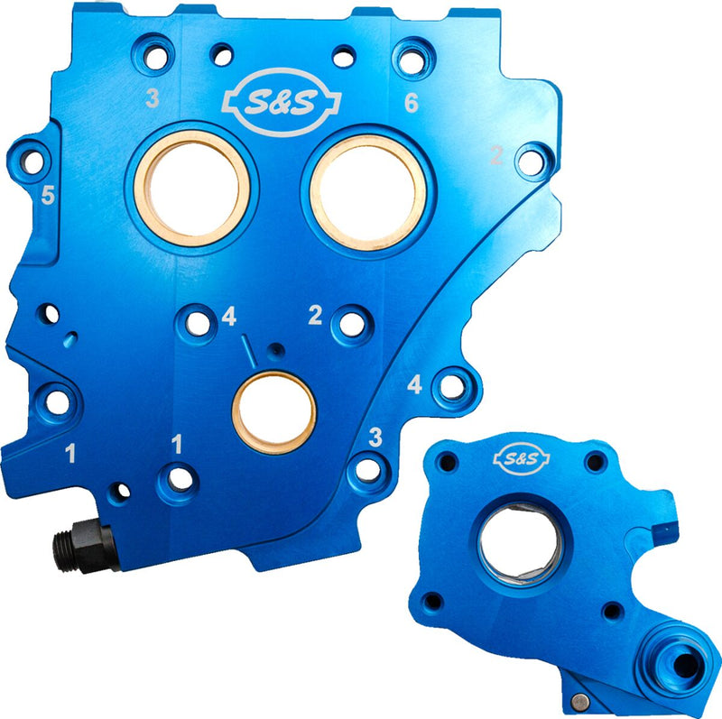 S&S Cycle TC3 Oil Pump and Cam Support Plate Kit Blue Aluminium