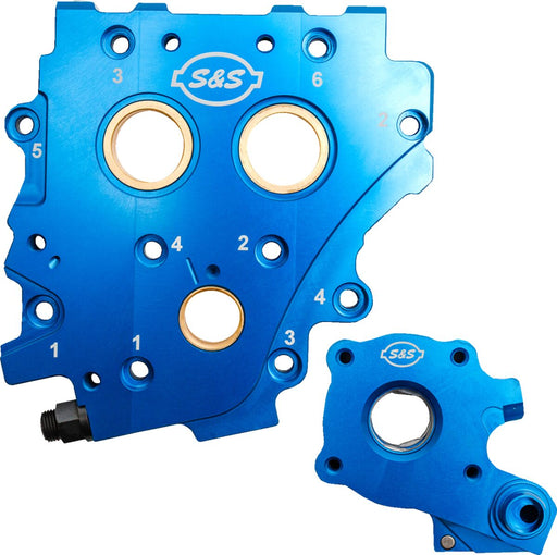 S&S Cycle TC3 Oil Pump and Cam Support Plate Kit Blue Aluminium