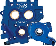 S&S Cycle TC3 Oil Pump and Cam Support Plate Kit Blue Aluminium #310-0732