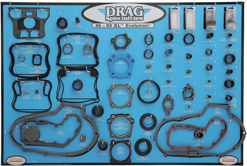 Drag Specialties Gasket, Seal and O-Ring Display for 86-03 Xl Evolution Motors Fits Harley-Davidson Sportster Models 2000-2001