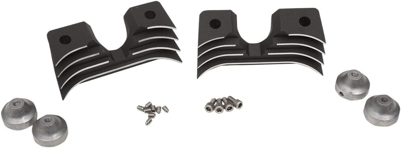 Drag Specialties Spark Plug/Head Bolt Cover Black Finned Aluminium Kit #63426