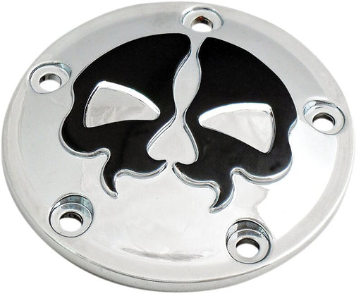 Drag Specialties Split Skull Points Cover Chrome Black Skull Die-Cast