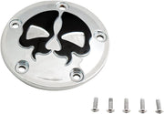 Drag Specialties Split Skull Points Cover Chrome Black Skull Die-Cast Each