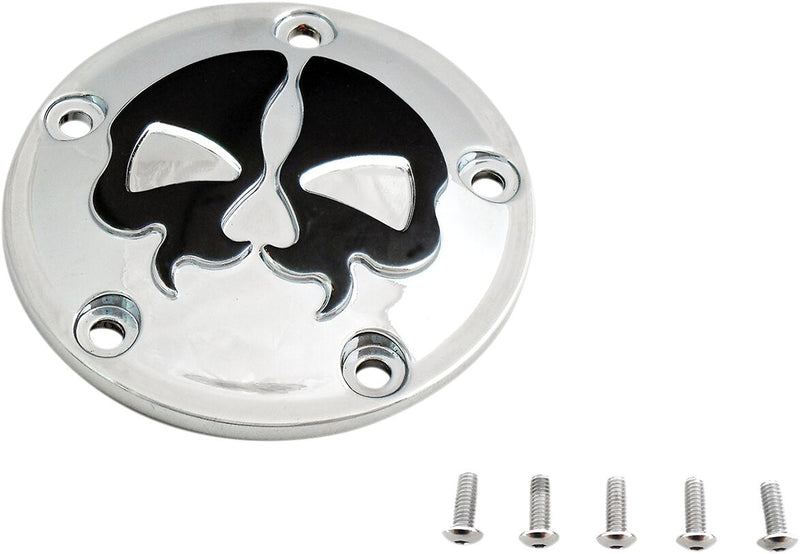 Drag Specialties Split Skull Points Cover Chrome Black Skull Die-Cast Each