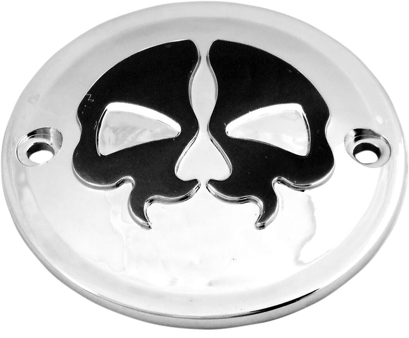 Drag Specialties Split Skull Points Cover Chrome Black Skull Die-Cast #78041