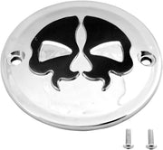 Drag Specialties Split Skull Points Cover Chrome Black Skull Die-Cast #78041