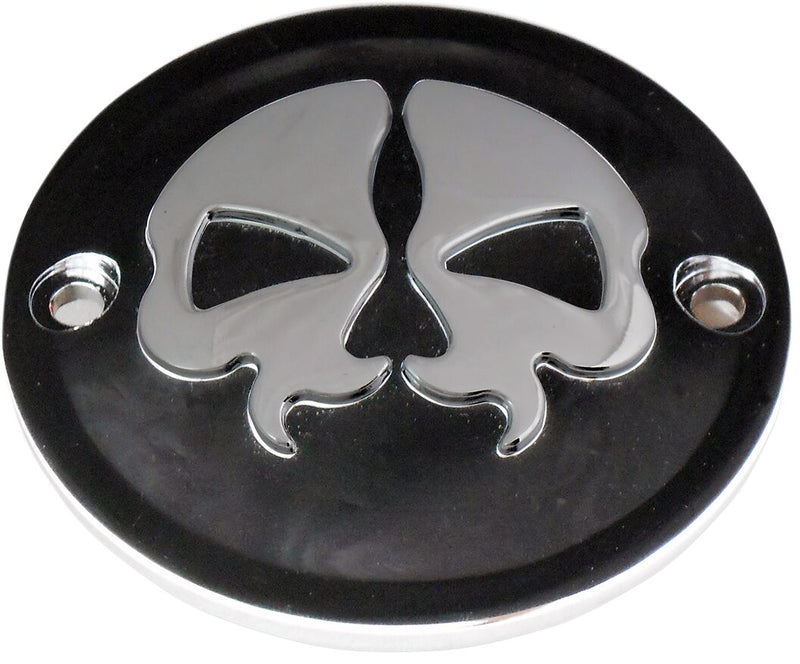 Drag Specialties Split Skull Points Cover Black Chrome Skull Die-Cast #78041B
