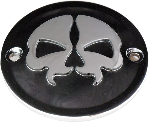 Drag Specialties Split Skull Points Cover Black Chrome Skull Die-Cast
