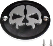 Drag Specialties Split Skull Points Cover Black Chrome Skull Die-Cast #78041B