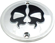Drag Specialties Split Skull Points Cover Chrome Black Skull Die-Cast #78042