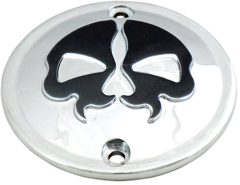 Drag Specialties Split Skull Points Cover Chrome Black Skull Die-Cast #78042