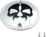 Drag Specialties Split Skull Points Cover Chrome Black Skull Die-Cast #78042
