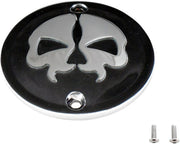 Drag Specialties Split Skull Points Cover Black Chrome Skull Die-Cast Each