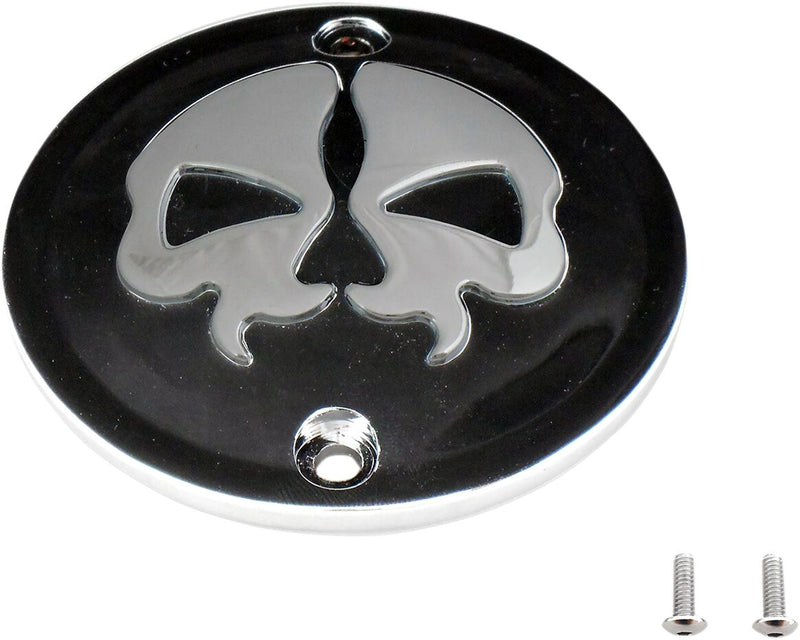 Drag Specialties Split Skull Points Cover Black Chrome Skull Die-Cast Each