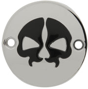 Drag Specialties Split Skull Points Cover Chrome Black Skull Die-Cast