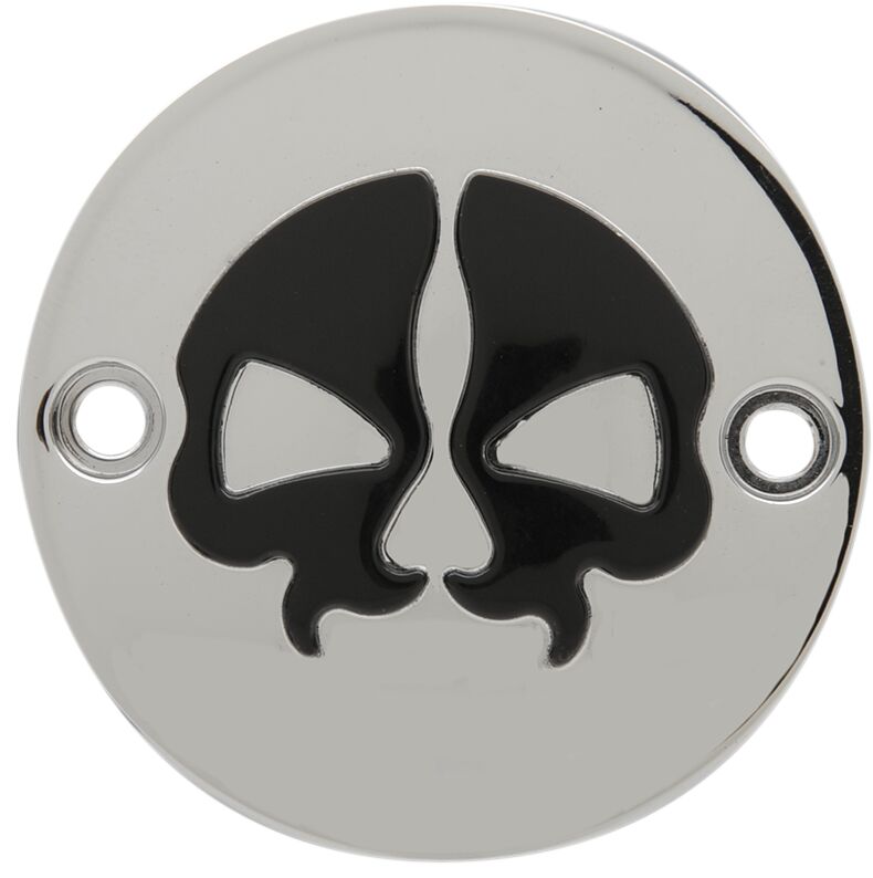 Drag Specialties Split Skull Points Cover Chrome Black Skull Die-Cast