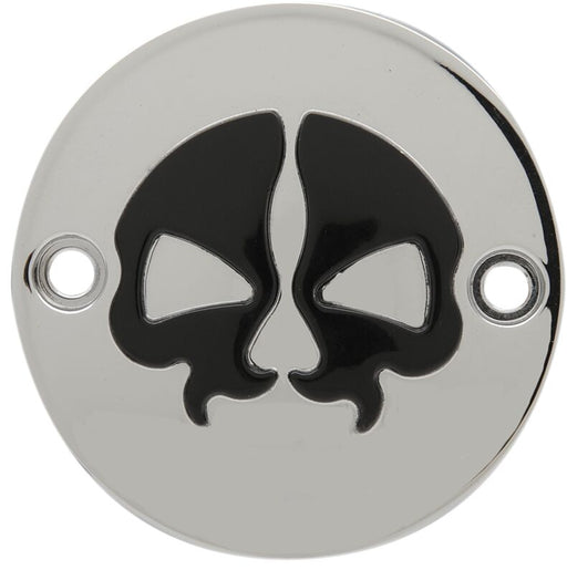 Drag Specialties Split Skull Points Cover Chrome Black Skull Die-Cast