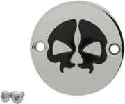 Drag Specialties Split Skull Points Cover Chrome Black Skull Die-Cast Each