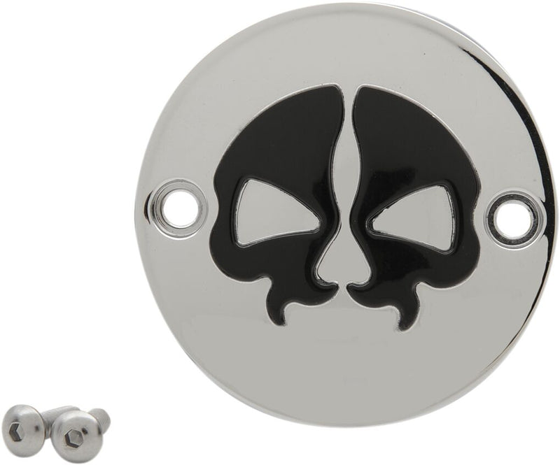 Drag Specialties Split Skull Points Cover Chrome Black Skull Die-Cast Each