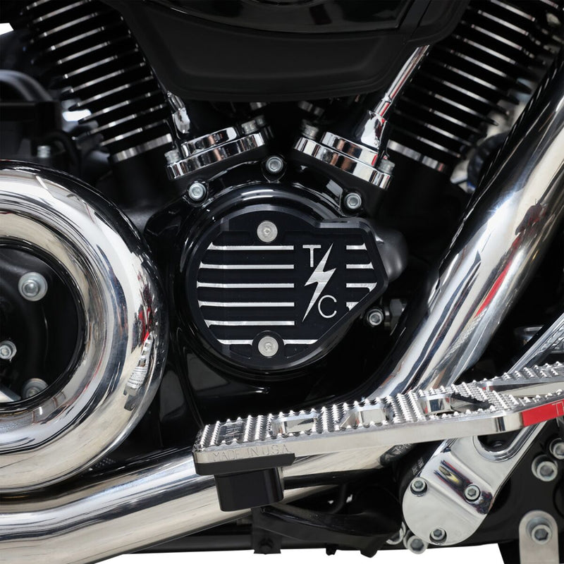 Thrashin Supply Co. Cam Cover Anodised Black Finned 6061 Aluminium #TSC-3029-4