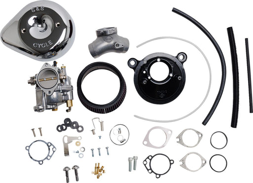 S&S Cycle Super E Carburetor with Stealth Air Cleaner Kit for 1984-1999 Harley-Davidson Carburetor w/Stealth Air Cleaner Chrome Silver
