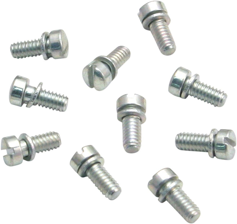 S&S Cycle Slotted Screws Round Head Screw Silver Zinc Plated 10 Pack