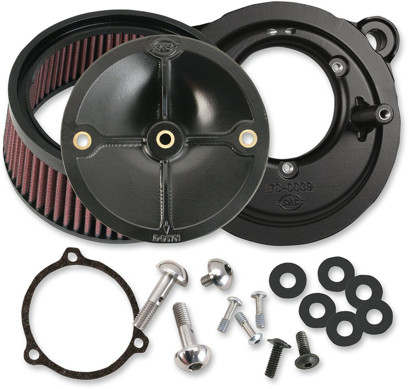 S&S Cycle Black Stealth Air Cleaner Kit without Cover For Use w/S&S 58mm Throttle Hog Throttle Body for 2009-2016 Harley-Davidson Trike and 2008-2016 Harley-Davidson Touring Models