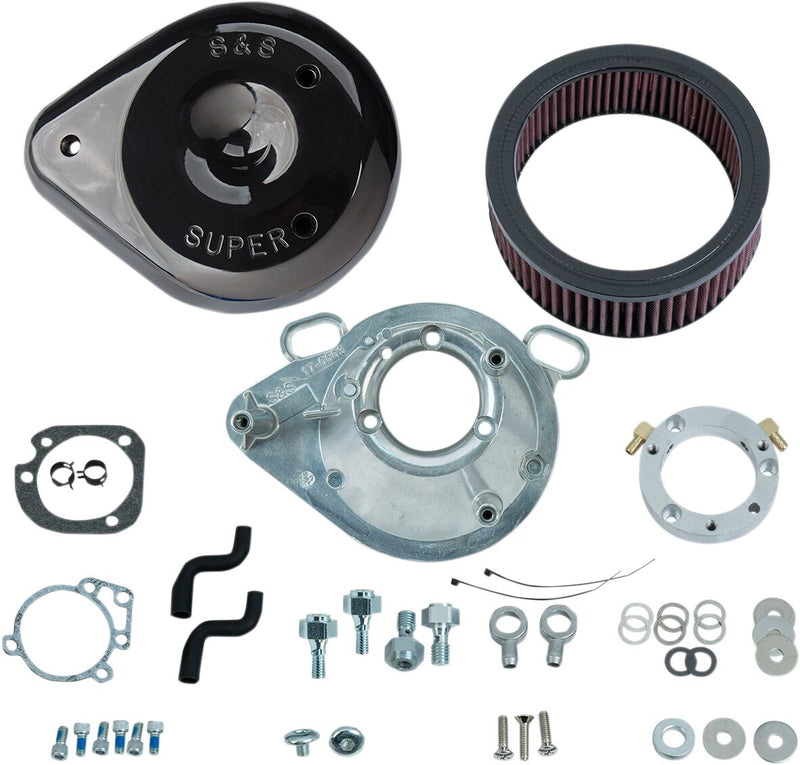 S&S Cycle Gloss Black Teardrop Air Cleaner Kit for Various Various Harley-Davidson Motorcycles (See Fitment List) #170-0304B
