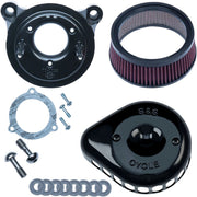 S&S Cycle Gloss Black Mini Teardrop Stealth Air Cleaner Kit for Various Various Harley-Davidson Motorcycles (See Fitment List) #170-0438