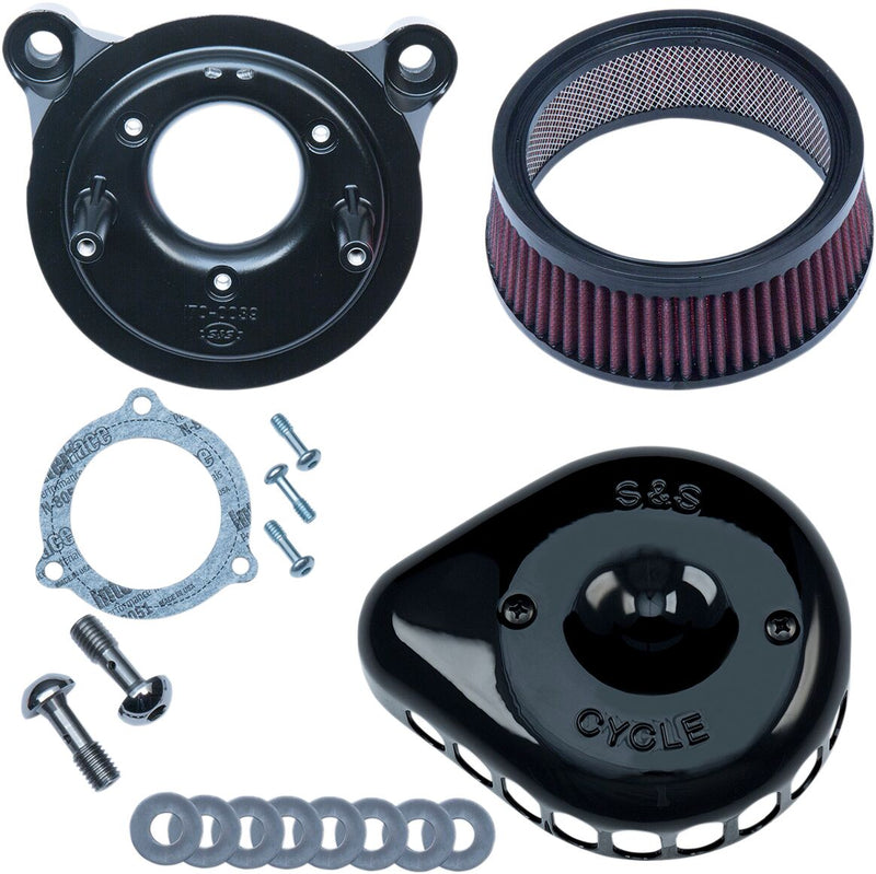 S&S Cycle Gloss Black Mini Teardrop Stealth Air Cleaner Kit for Various Various Harley-Davidson Motorcycles (See Fitment List) #170-0438