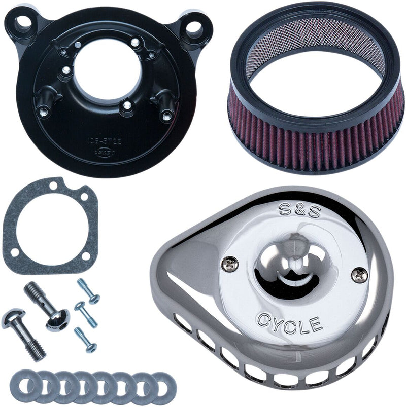 S&S Cycle Chrome Mini Teardrop Stealth Air Cleaner Kit for Various Various Harley-Davidson Motorcycles (See Fitment List) #170-0441