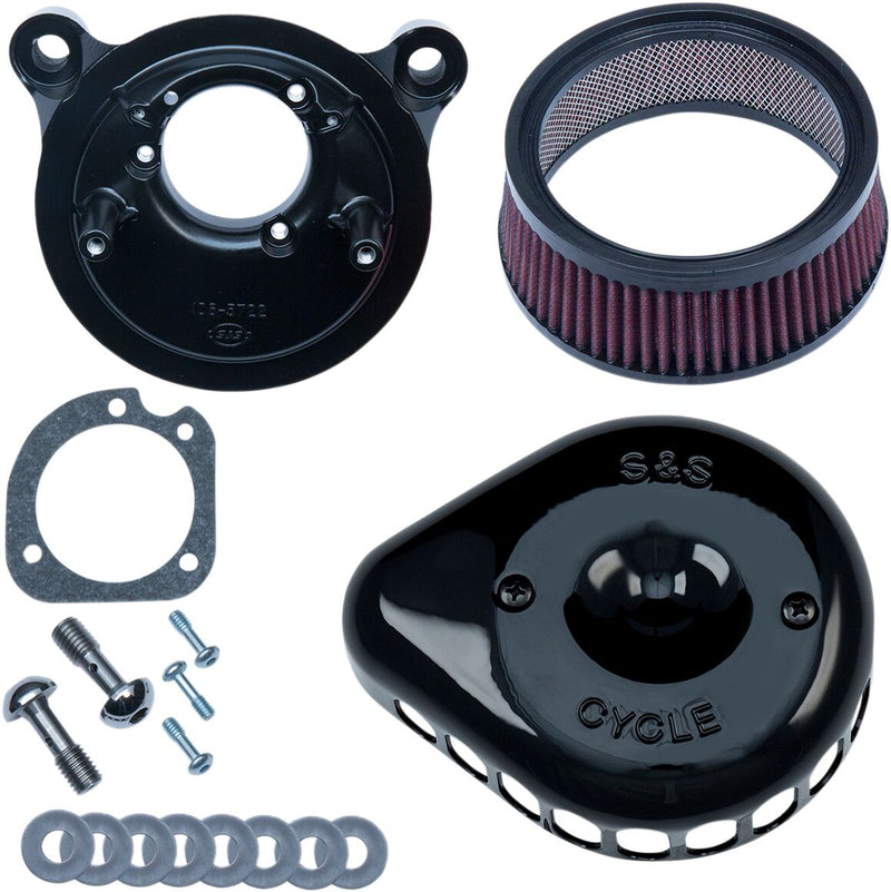 S&S Cycle Gloss Black Mini Teardrop Stealth Air Cleaner Kit for Various Various Harley-Davidson Motorcycles (See Fitment List) #170-0442