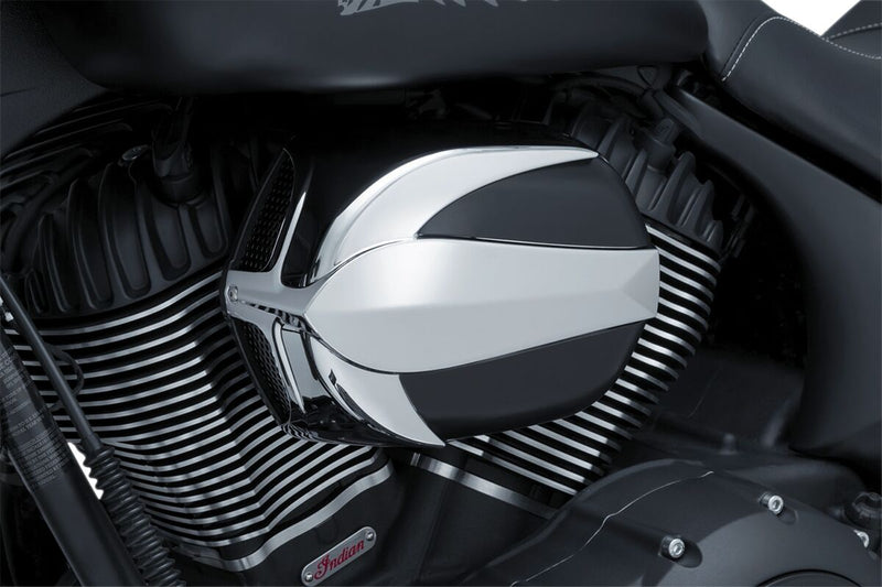 Kuryakyn Signature Series Vantage Air Cleaner By John Shope In Chrome & Black For Indian 2014-2020 Motorcycles (Except Scout) #KUR9270