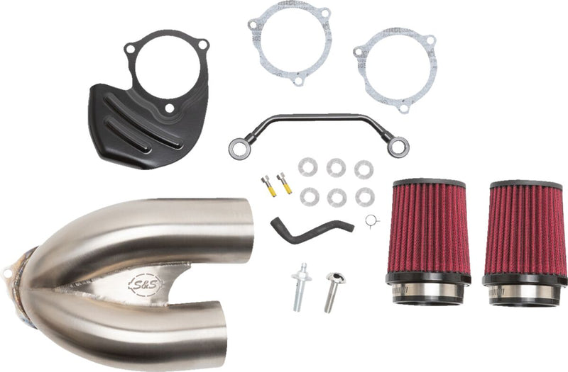 S&S Cycle Tuned Induction Air Cleaner Kit for 2017-2025 Harley-Davidson Stainless Silver Stainless Steel #170-0565A