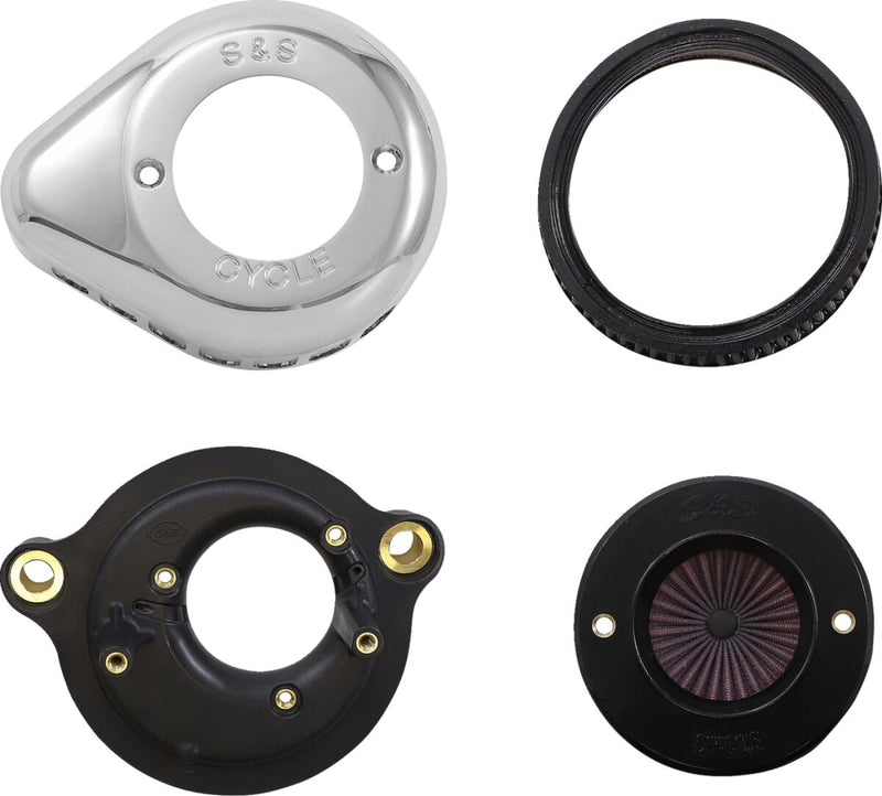 S&S Cycle Air Stinger Stealth Air Cleaner Kit for 2017-2024 Harley-Davidson Chrome Silver #170-0717A