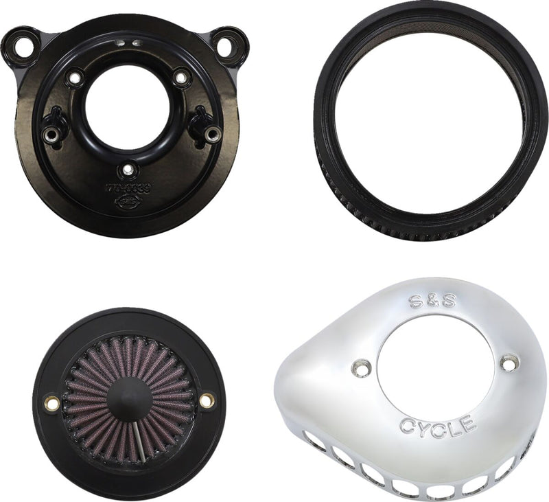 S&S Cycle Air Stinger Stealth Air Cleaner Kit for 2008-2017 Harley-Davidson Chrome Silver #170-0719A