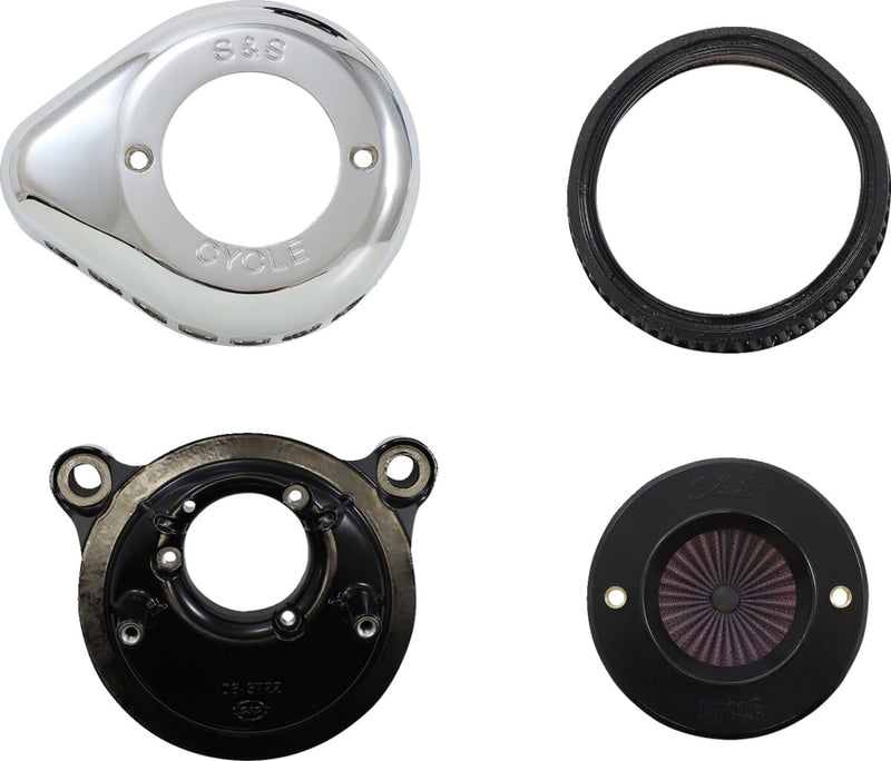 S&S Cycle Air Stinger Stealth Air Cleaner Kit for 2001-2006, 2011-2017 Harley-Davidson Chrome Silver #170-0721A