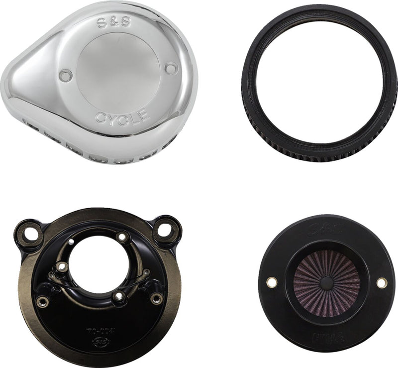 S&S Cycle Air Stinger Stealth Air Cleaner Kit for 2007-2022 Harley-Davidson Chrome Silver #170-0725A