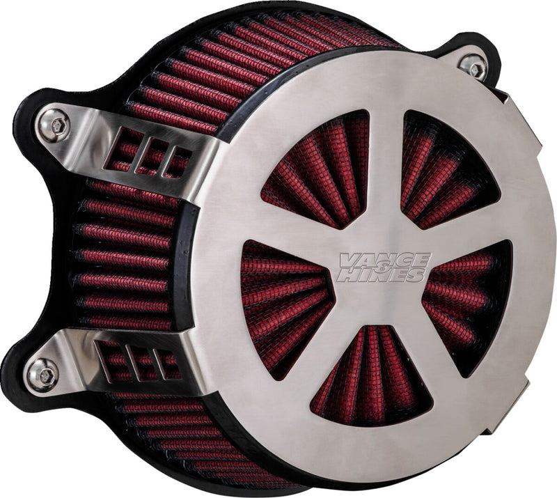 Vance & Hines Radiant V Air Cleaner In Brushed Stainless Steel for 2008-2017 HD Softail, Touring And Trike Models