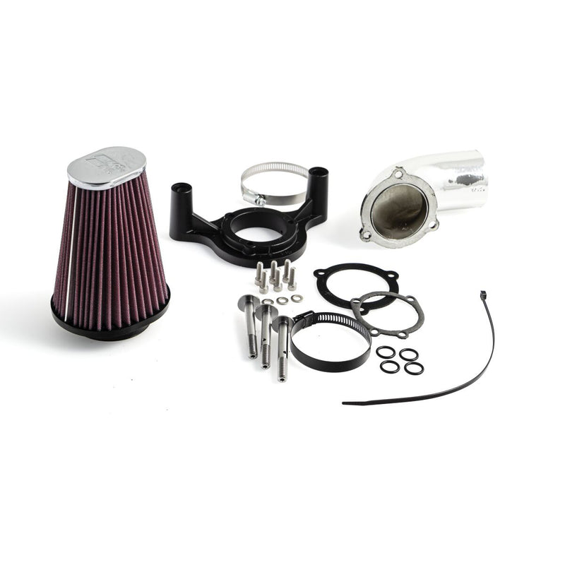 K & N Universal Clamp-On Air Filter for 1991-1992, 2001-2017 Harley-Davidson Air Filter Kit Black Red