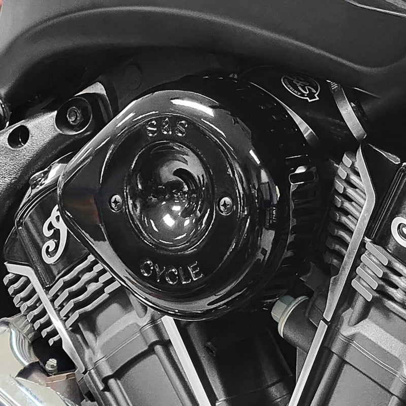 S&S Cycle Stealth Air Cleaner Kit with Cover for 2020-2026 INDIAN Black #170-0777