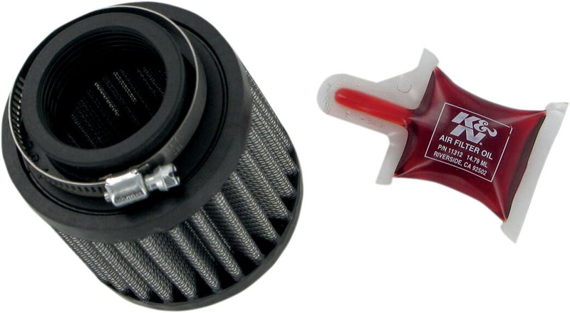 K & N Rubber Base Crankcase Vent Filter Universal Black Silver Clamp-On