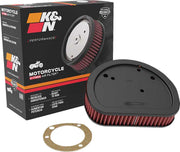 K & N Replacement High-Flow Air Filter for 2008-2017 Harley-Davidson Red Silver Each