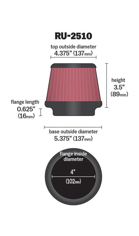 K & N Clamp-On Air Filter High-Flow Each