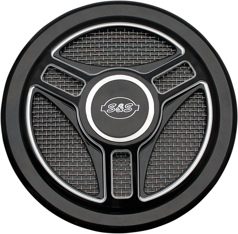 S&S Cycle Gloss Black Stealth Tri-Spoke Air Cleaner Cover