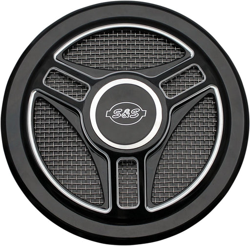 S&S Cycle Gloss Black Stealth Tri-Spoke Air Cleaner Cover