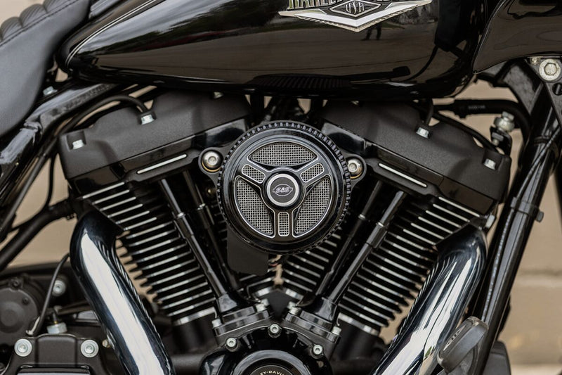 S&S Cycle Gloss Black Stealth Tri-Spoke Air Cleaner Cover