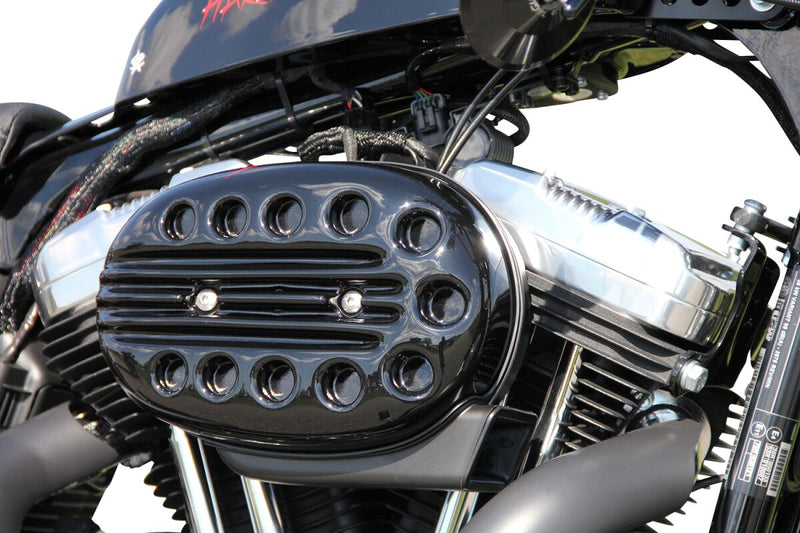 Cult Werk Air Filter Cover "Slotted" for 2004-2017 Harley-Davidson Air Cleaner Cover Black ABS Polymer Each