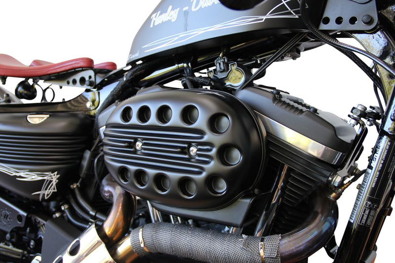 Cult Werk Air Filter Cover "Slotted" for 2004-2017 Harley-Davidson Air Cleaner Cover Black ABS Polymer Each